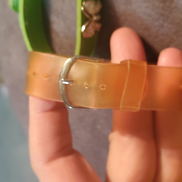 Vintage 90s bracelets! Jelly band crystals and velcro faux leather butterfly - Picture 6 of 6